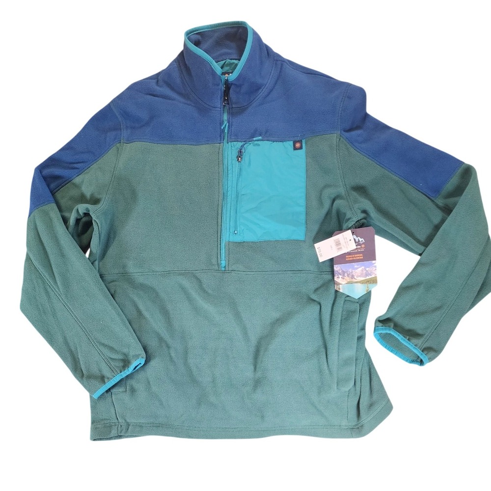 NWT Mountain and Isles Men's Polar Fleece 1/2 Zip Pullover Juniper Navy Size‎ L
